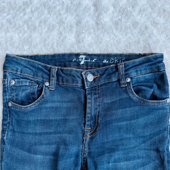 7 For All Mankind Kids Skinny Straight Cotton Blue Denim Jeans Size 14 - Picture 2 of 10